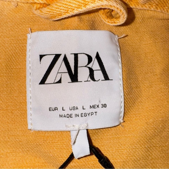 ZARA Cropped Jean Jacket – Dark Mustard / Burnt Yellow – Size L - Picture 8 of 13